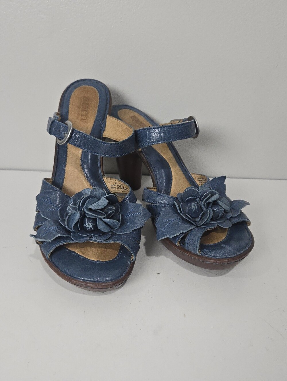 Cornflower Blue Leather Heeled Sandals